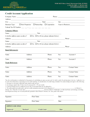 Credit Account Application