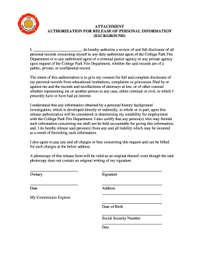 Authorization for Release of Personal Information