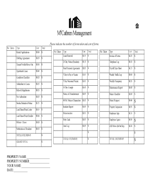 Property Management Form Invoice