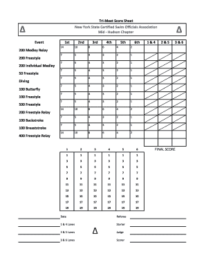 New York State Certified Swim Officials Score Sheet