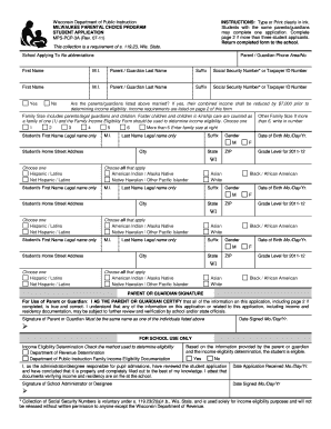 Wisconsin MPS-PCP-3A Student Application