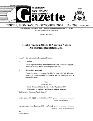 Health Abortion Notice Form