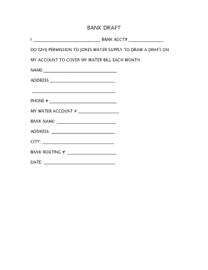Bank Draft Authorization Form
