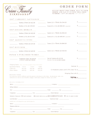 Wine Order Form
