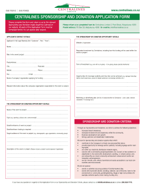 CENTRALINES SPONSORSHIP AND DONATION APPLICATION FORM