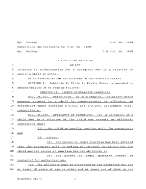 Texas Relative Caregiver School Enrollment Affidavit