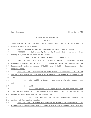 Texas Relative Caregiver Authorization Affidavit
