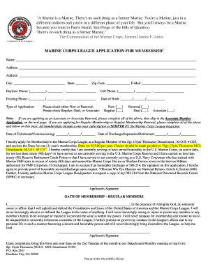 Marine Corps League Membership Application
