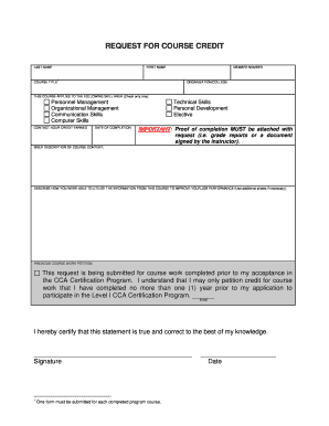 Request for Course Credit