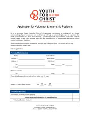 Application for Volunteer amp Internship Positions - omaha yfc