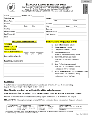 Kansas Serology Export Submission Form