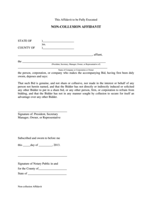 Notarized affidavit - NON-COLLUSION AFFIDAVIT - Douglas County NV - douglascountynv