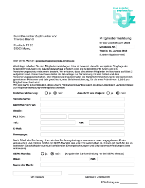 BDZ Mitgliedermeldung