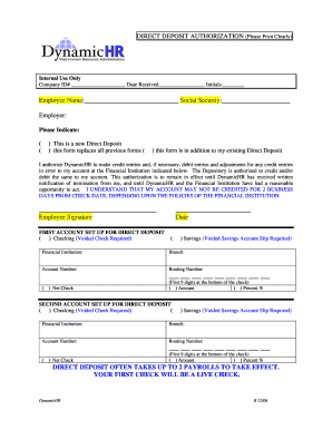 Direct Deposit Authorization Form