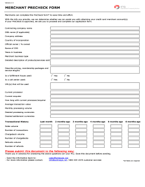 Merchant PreCheck Form