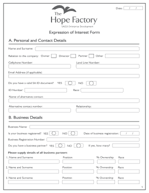 South Africa Expression of Interest Form