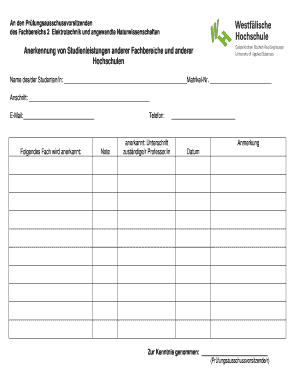 Anerkennung von Studienleistungen Form