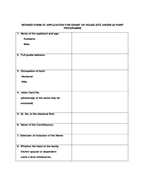 House Site Application Form