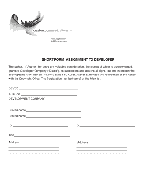 Short Form Assignment to Developer
