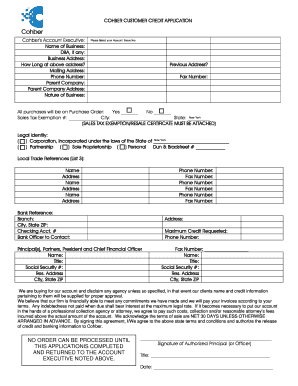 COHBER CUSTOMER CREDIT APPLICATION