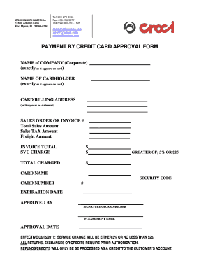 Payment by Credit Card Approval Form
