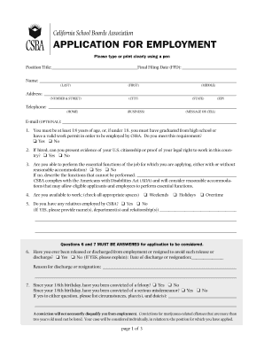 California School Boards Association Employment Application