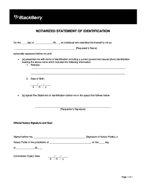 Notarized Statement of Identification
