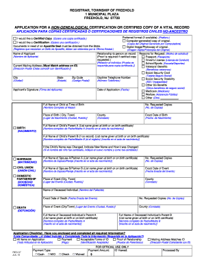 New Jersey Vital Record Application