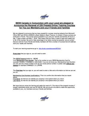 IBEW Canada Online Training Course Registration