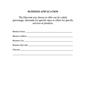 Business Discount Application Form