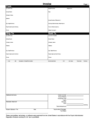 US Commercial Invoice Template