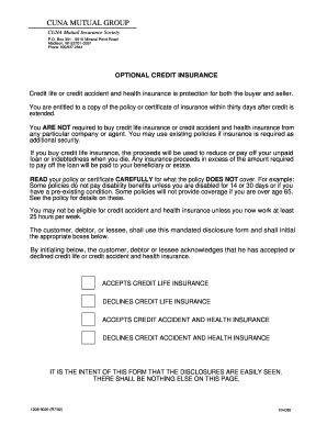 Credit Insurance Disclosure Form