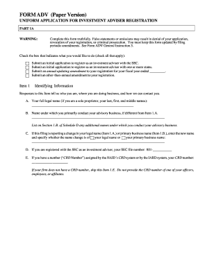 Form ADV - Investment Adviser Registration