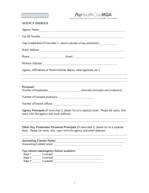 Insurance Agency Information Form