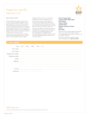 UK Feed-in Tariffs Application Form