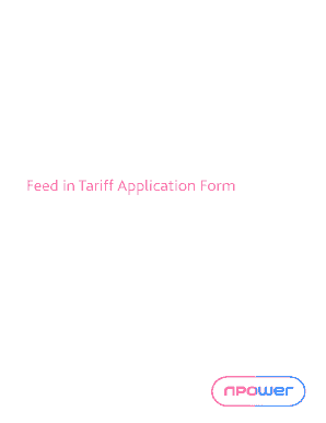 Feed in Tariff Application Form