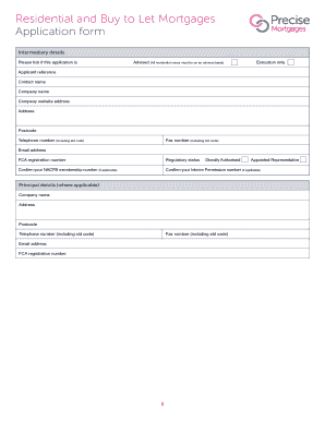 UK Residential and Buy to Let Mortgage Application Form