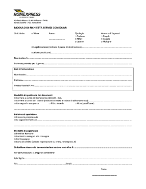 MODULO DI RICHIESTA SERVIZI CONSOLARI
