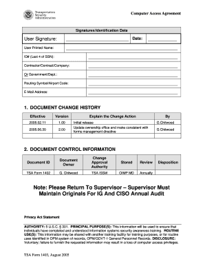 TSA Computer Access Agreement