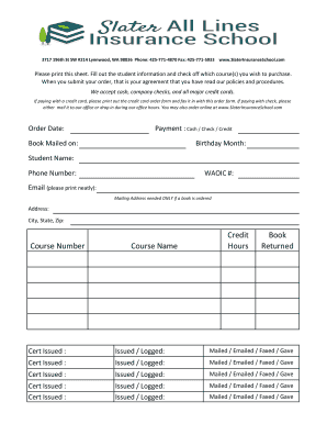 Washington Insurance Continuing Education Order Form
