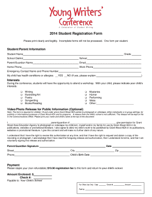 2014 Student Registration Form