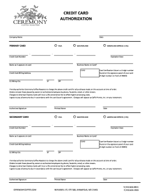 Credit Card Authorization Form