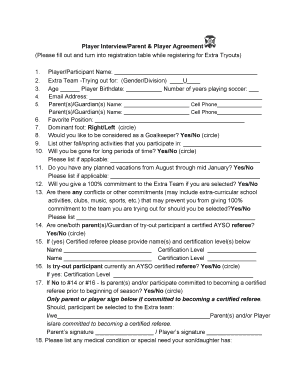 Player Interview/Parent & Player Agreement - ayso56