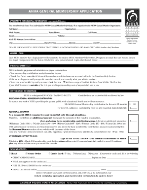 AHHA General Membership Application