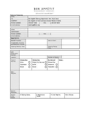Catering Service Request Form