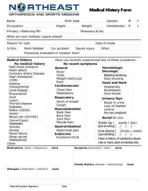Medical History Form