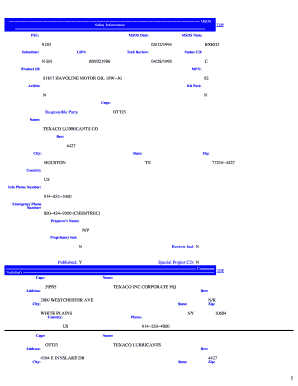 Material Safety Data Sheet