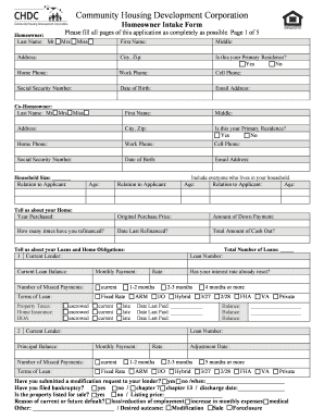 Foreclosure Intervention Counseling Intake Form