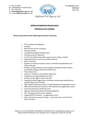 Nurse/Carer Application Form