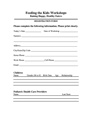 Feeding the Kids Workshops Registration Form